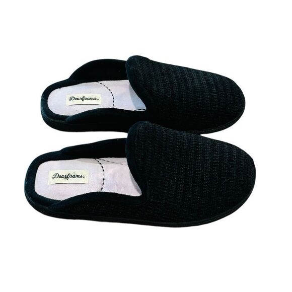 10/$25🦋 Dearfoams Black Open Back Slippers - Size Medium (7-8) - Picture 5 of 12